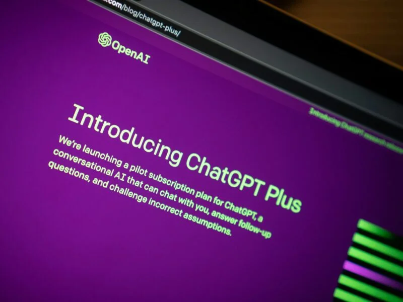 Computer screen showing ChatGPT being used for small business marketing