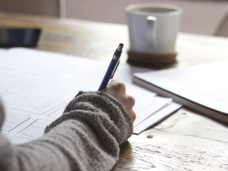 Notepad with content marketing strategy and planning notes