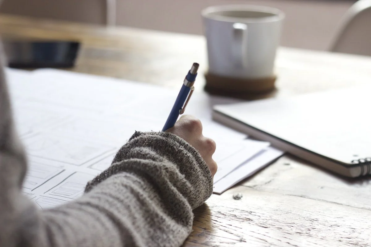 Notepad with content marketing strategy and planning notes