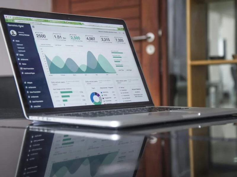 Analytics dashboard showing conversion data on a laptop