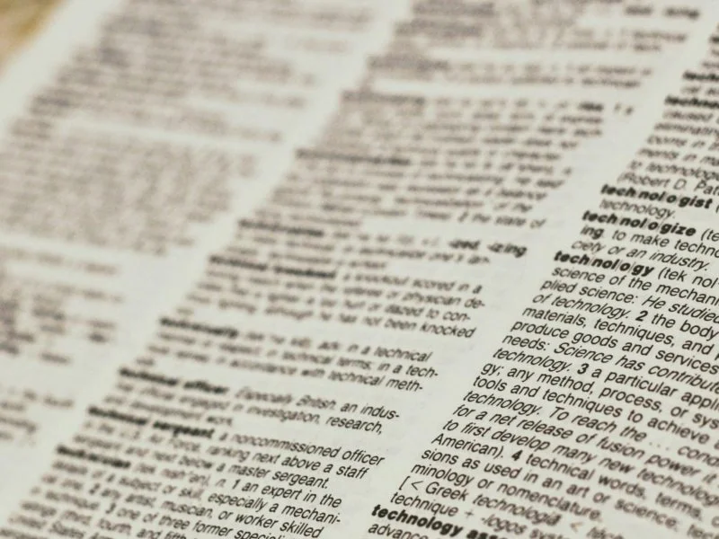 An open dictionary showing the definition of technology