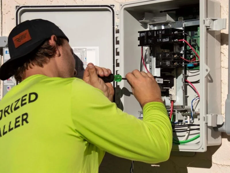Electrician at work representing local SEO for electrical businesses
