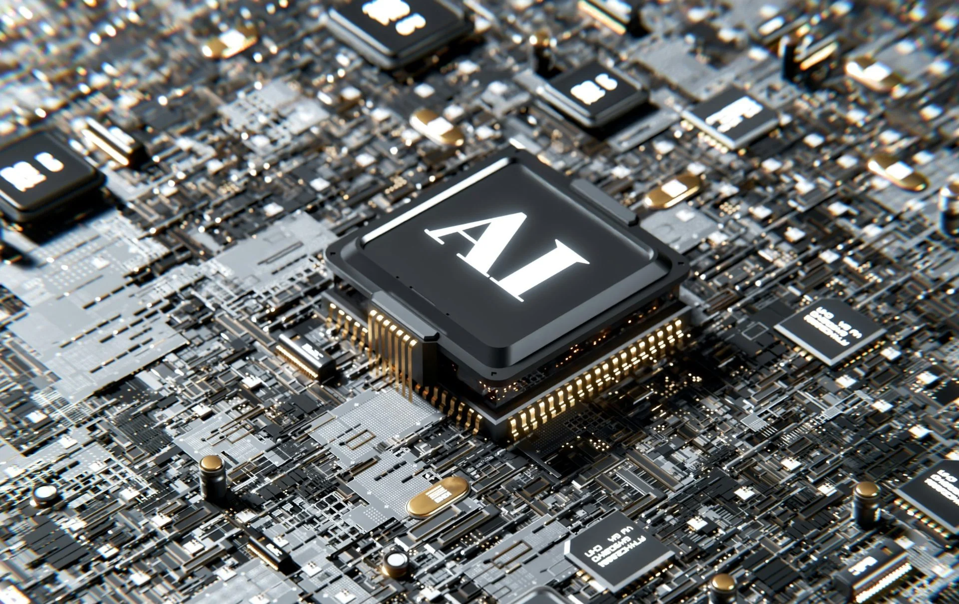 AI microchip on motherboard