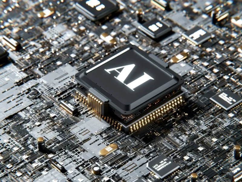 AI microchip on motherboard