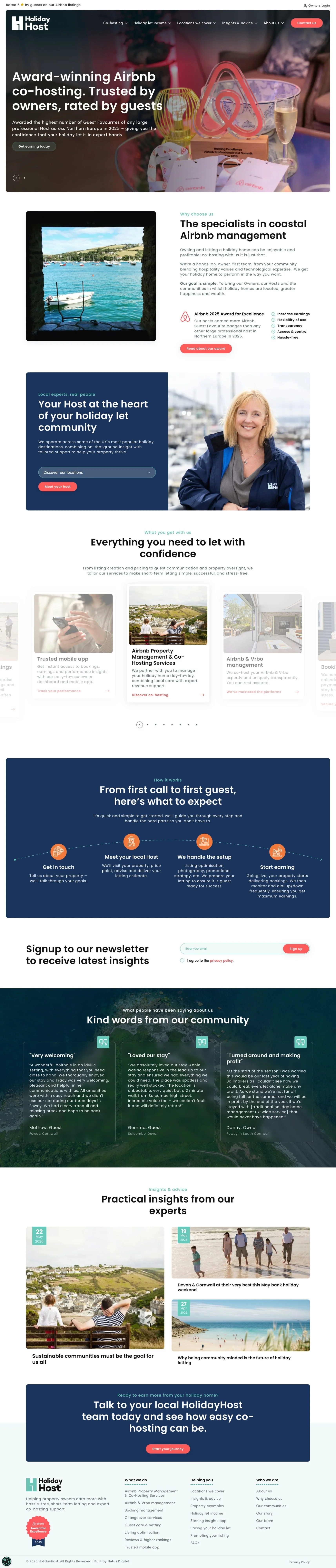 HolidayHost homepage screenshot