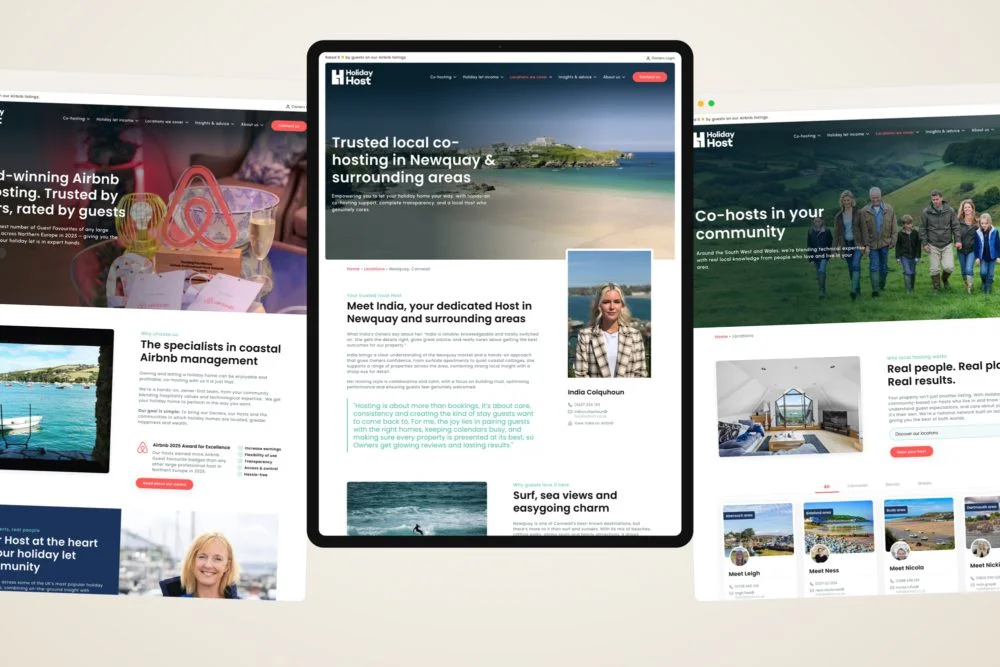 HolidayHost website pages mocked up