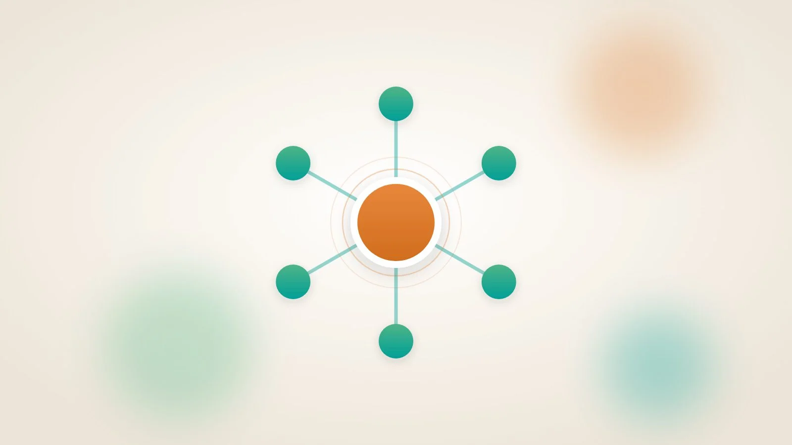 Six linked nodes pointing inward to a single larger highlighted node, showing internal links concentrating authority on one page