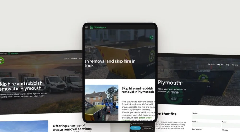 We Dump 4 U shown on desktop and tablet, designed and built by Notus Digital