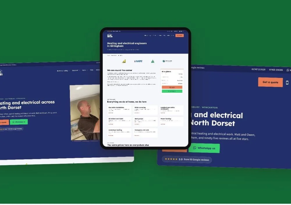 Mockup of the Home Heroes website on tablet and desktop